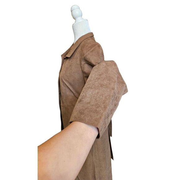 Vintage Mar-Del Mar Del brown long coat button up w/ belt repels rain &stains S - Picture 12 of 13